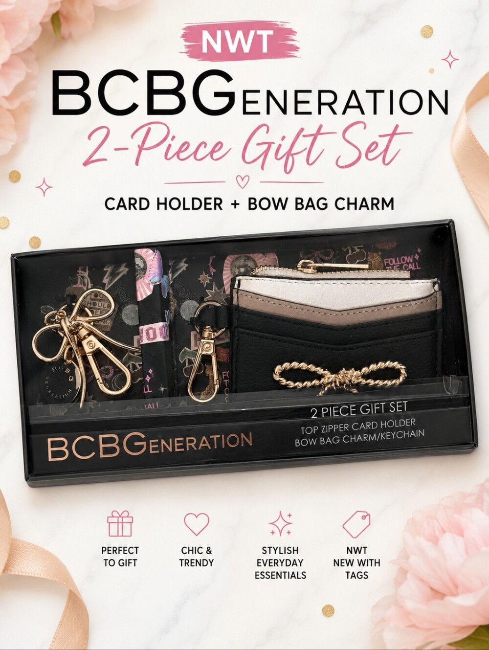 BCBGeneration 2-Piece Card Holder & Bag Charm Gift Set